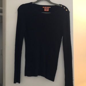 Tory Burch Crew Neck Black Sweater